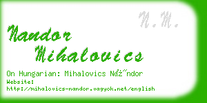 nandor mihalovics business card